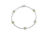 Bling Jewelry 925 Sterling Silver Gemstone Tin Cup Dyed Green Jade Bracelet 8in