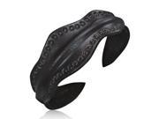 Bling Jewelry Unisex Black Leather Cuff Bracelet Adjustable 8in