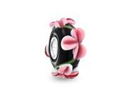 Bling Jewelry Murano Glass Black Floral Bead 925 Silver Pandora Compatible