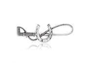 Bling Jewelry Horsewhip Equestrian Brooch Horseshoe Pin Sterling Silver