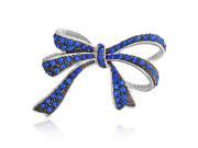 Bling Jewelry Blue Simulated Sapphire Crystal Bow Brooch Rhodium Plated