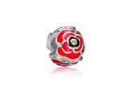 Bling Jewelry 925 Silver Red Rose Enamel Pandora Compatible Flower Bead