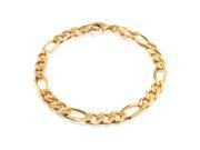 Bling Jewelry Gold Filled Unisex Figaro Chain Bracelet 180 Gauge 8.5in