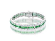Bling Jewelry Simulated Emerald CZ Baguette Tennis Bracelet Rhodium Plated