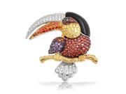 Bling Jewelry Multi Color Pave CZ Gold Plated Tucan Brooch Pin