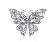 Bling Jewelry Clear Crystal Layered Butterfly Brooch Pin Silver Plated