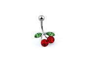 Bling Jewelry Simulated Ruby CZ Cherry Belly Ring 316L Stainless Steel