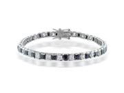 Bling Jewelry Clear and Black CZ Tennis Bracelet 7in Rhodium Plated