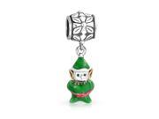 Bling Jewelry 925 Silver Green Enamel Christmas Elf Dangle Bead Fits Pandora