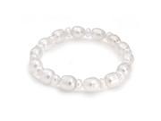 Bling Jewelry Button White Cultured Pearl Bridal Stretch Bracelet