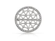 Bling Jewelry Starburst Clear CZ Voile Circle Pin Brooch Rhodium Plated