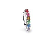 Bling Jewelry Gay Pride Rainbow CZ Top Drop Belly Button Ring 316L Steel