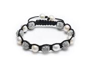 Bling Jewelry Cultured Pearl Crystal Shamballa Inspired Bracelet Alloy