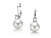 Bling Jewelry Vintage Style Simulated Pearl Bridal Earrings Rhodium Plated
