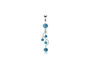 Bling Jewelry 316L Steel Reconstituted Turquoise Vine Dangle Belly Button Ring