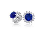 Bling Jewelry Simulated Sapphire CZ Studs and Removable Jackets 925 Silver