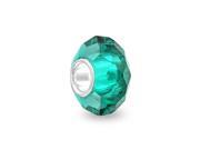 Bling Jewelry Teal Green .925 Sterling Silver Faceted Glass Bead Pandora Compatible