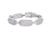 Bling Jewelry Pave Clear CZ Filigree Link Bracelet Rhodium Plated