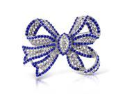 Bling Jewelry Simulated Sapphire Crystal Brooch Bow Pin Rhodium Plated