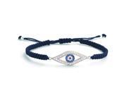 Bling Jewelry Blue Evil Eye CZ Bracelet Shamballa Inspired Sterling Silver