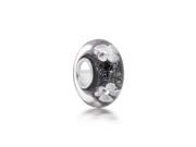 Bling Jewelry Sterling Silver Black Clover Murano Glass Charm Bead Pandora Compatible