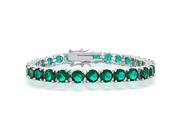 Bling Jewelry Simulated Emerald Cubic Zirconia 1 Carat Stones Tennis Bracelet 8in Rhodium Plated