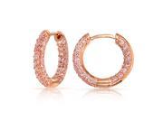 Bling Jewelry Pave Pink CZ Inside Out Rose Gold Plated Hoop Earrings