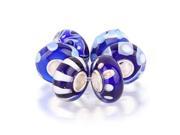 Bling Jewelry Simulated Sapphire Murano Glass Bead Set 925 Silver Fits Pandora