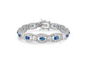 Bling Jewelry Simulated Sapphire CZ Antique Style Bracelet Rhodium Plated