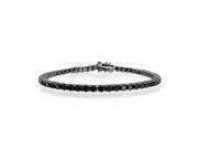 Bling Jewelry 925 Silver Round Simulated Onyx CZ Black Tennis Bracelet 7in