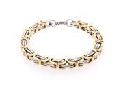 Bling Jewelry 8mm Mechanic Style Mens Link Bracelet 2 Tone Gold Plated Steel 9in