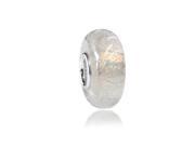 Bling Jewelry 925 Silver White Murano Glass Rainbow Glitter Bead Fits Pandora