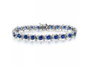 Bling Jewelry Simulated Sapphire CZ Waved Tennis Bracelet Rhodium Plated