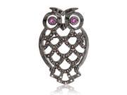 Bling Jewelry Pink Simulated Ruby Eyes Owl Brooch Pin Black Rhodium Plated