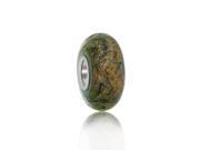 Bling Jewelry Green Murano Glass Glitter Swirls Bead 925 Silver Pandora Compatible