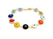 Bling Jewelry Gold Plated 925 Silver Multi Color Evil Eye Bead Bracelet 7.25 Inch