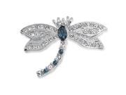 Bling Jewelry Blue Simulated Sapphire CZ Dragonfly Brooch Rhodium Plated