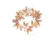 Bling Jewelry Simulated Pearl Christmas Wreath Bridal Pin Rose Gold Plated