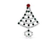 Bling Jewelry Red Simulated Emerald Crystal Holiday Pin Rhodium Plated
