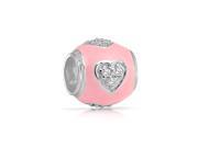 Bling Jewelry Pave CZ Pink 925 Sterling Silver Heart Bead Pandora Compatible