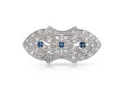 Bling Jewelry Art Deco Style Simulated Sapphire CZ Brooch Rhodium Plated