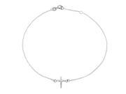 Bling Jewelry Tiny Diamond Cut Cross Charm Chain Anklet Silver 10in