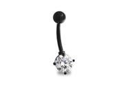 Bling Jewelry Black 316L Surgical Steel CZ Belly Navel Ring