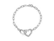 Bling Jewelry Sisters Engraved Two Hearts Link Bracelet .925 Silver 7.5In