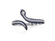 Bling Jewelry Simulated Sapphire Pave Snake Bangle Bracelet Rhodium Plated