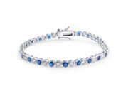Bling Jewelry Round Simulated Sapphire CZ Tennis Bracelet Sterling Silver