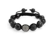 Bling Jewelry Grey Crystal Bracelet Shamballa Inspired Faceted Simulated Onyx