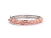 Bling Jewelry Two Tone Pave Pink CZ Rose Gold Plated Bangle Bracelet