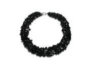 Bling Jewelry Onyx Chips Black Bib Gemstone Necklace Silver Plated