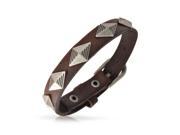 Bling Jewelry Pyramid Stud Leather Cuff Bracelet Stainless Steel Buckle